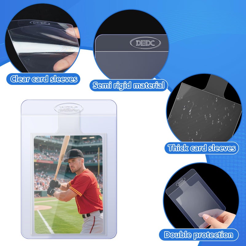 DEDC 200Pcs Card Sleeves -100 Semi Rigid Card Holder & 100 Tabbed Sleeves  Perfect Fit Sleeves Trading Card Shipping Supplies - Image 5